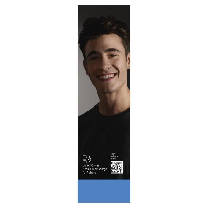 Rasoir électrique BRAUN Series 3 - Bleu et noir - Autonomie 30 minutes - Charge rapide 5 minutes