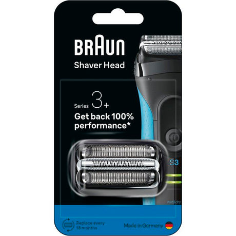 Tete de rasoir BRAUN Series 3+ - 2 grilles - Peigne MicroComb - 100 % fabriqué en Allemagne