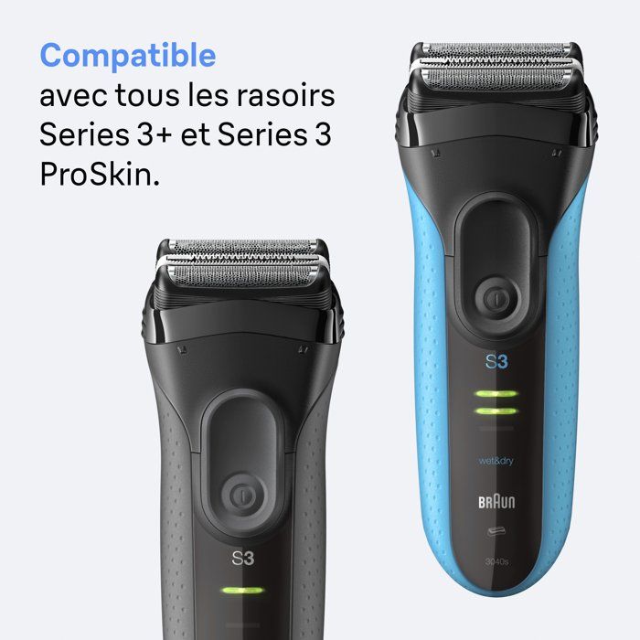 Tete de rasoir BRAUN Series 3+ - 2 grilles - Peigne MicroComb - 100 % fabriqué en Allemagne