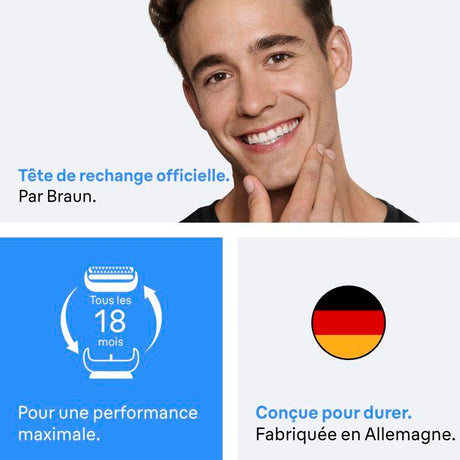 Tete de rasoir BRAUN Series 3+ - 2 grilles - Peigne MicroComb - 100 % fabriqué en Allemagne