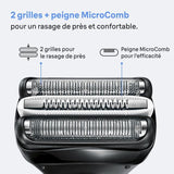 Tete de rasoir BRAUN Series 3+ - 2 grilles - Peigne MicroComb - 100 % fabriqué en Allemagne
