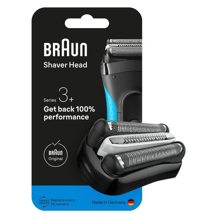 Tete de rasoir BRAUN Series 3+ - 2 grilles - Peigne MicroComb - 100 % fabriqué en Allemagne