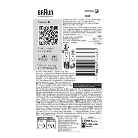 Tete de rasoir BRAUN Series 8 - 4+1 éléments - 100 % fabriqué en Allemagne