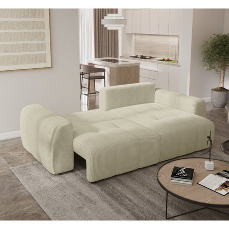Canapé d'angle convertible - 4 places - BRANDON - Tissu Crčme - 242 x 144 x 86 cm