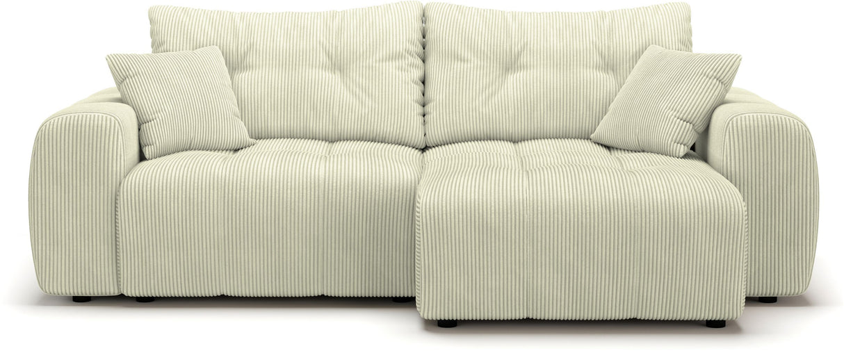 Canapé d'angle convertible - 4 places - BRANDON - Tissu Creme - 242 x 144 x 86 cm