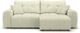 Canapé d'angle convertible - 4 places - BRANDON - Tissu Creme - 242 x 144 x 86 cm