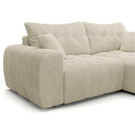 Canapé d'angle convertible - 4 places - BRANDON - Tissu Crčme - 242 x 144 x 86 cm