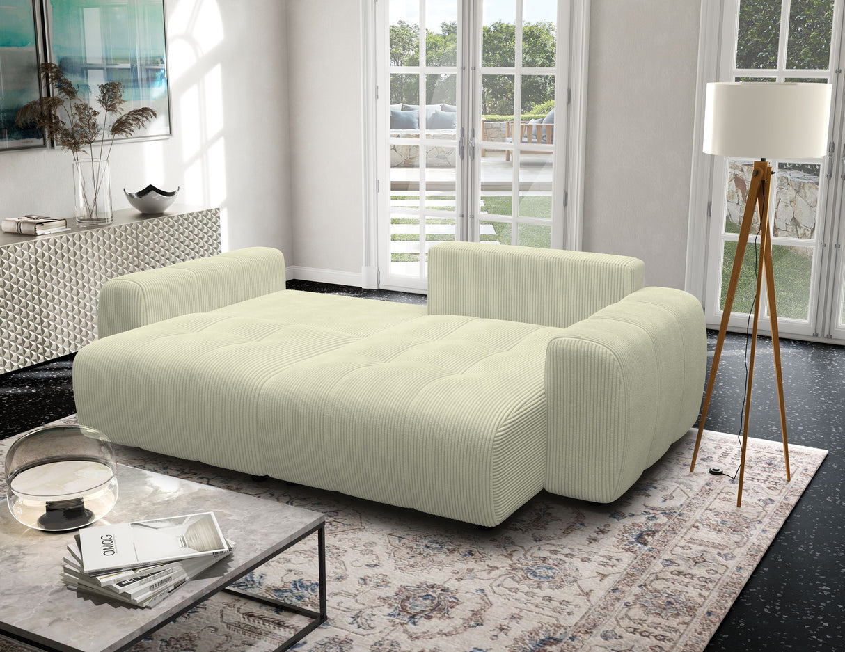 Canapé d'angle convertible - 4 places - BRANDON - Tissu Creme - 242 x 144 x 86 cm