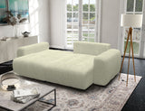 Canapé d'angle convertible - 4 places - BRANDON - Tissu Creme - 242 x 144 x 86 cm