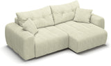 Canapé d'angle convertible - 4 places - BRANDON - Tissu Creme - 242 x 144 x 86 cm