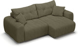 Canapé d'angle convertible - 4 places - BRANDON - Tissu Vert - 242 x 144 x 86 cm