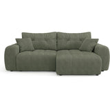 Canapé d'angle convertible - 4 places - BRANDON - Tissu Vert - 242 x 144 x 86 cm