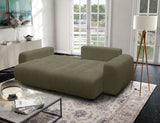 Canapé d'angle convertible - 4 places - BRANDON - Tissu Vert - 242 x 144 x 86 cm