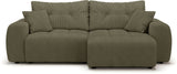 Canapé d'angle convertible - 4 places - BRANDON - Tissu Vert - 242 x 144 x 86 cm