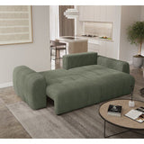 Canapé d'angle convertible - 4 places - BRANDON - Tissu Vert - 242 x 144 x 86 cm