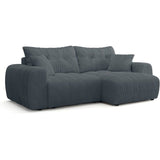Canapé d'angle convertible - 4 places - BRANDON - Tissu Gris anthracite - 242 x 144 x 86 cm