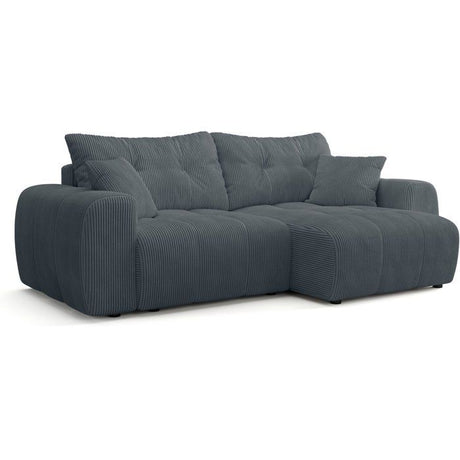 Canapé d'angle convertible - 4 places - BRANDON - Tissu Gris anthracite - 242 x 144 x 86 cm
