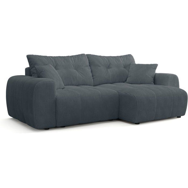 Canapé d'angle convertible - 4 places - BRANDON - Tissu Gris anthracite - 242 x 144 x 86 cm