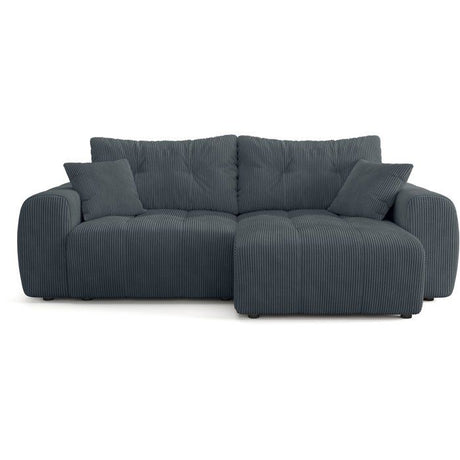 Canapé d'angle convertible - 4 places - BRANDON - Tissu Gris anthracite - 242 x 144 x 86 cm