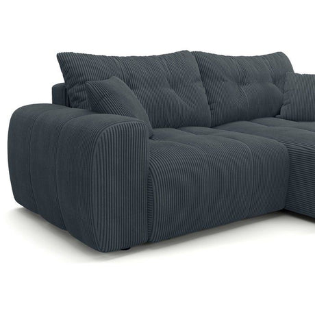 Canapé d'angle convertible - 4 places - BRANDON - Tissu Gris anthracite - 242 x 144 x 86 cm