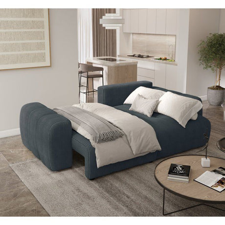Canapé d'angle convertible - 4 places - BRANDON - Tissu Gris anthracite - 242 x 144 x 86 cm