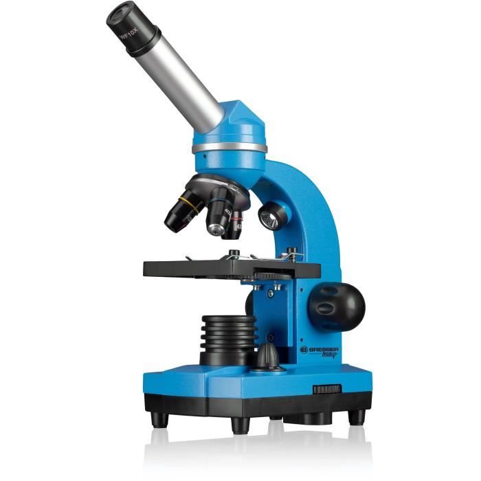 Microscope Ètudiant BIOLUX SEL - BRESSER JUNIOR - grossissement 40x-1600x - kit d'expÈrimentation - bleu