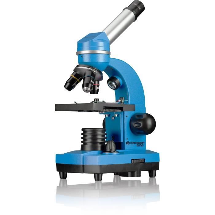Microscope étudiant BIOLUX SEL - BRESSER JUNIOR - grossissement 40x-1600x - kit d'expérimentation - bleu