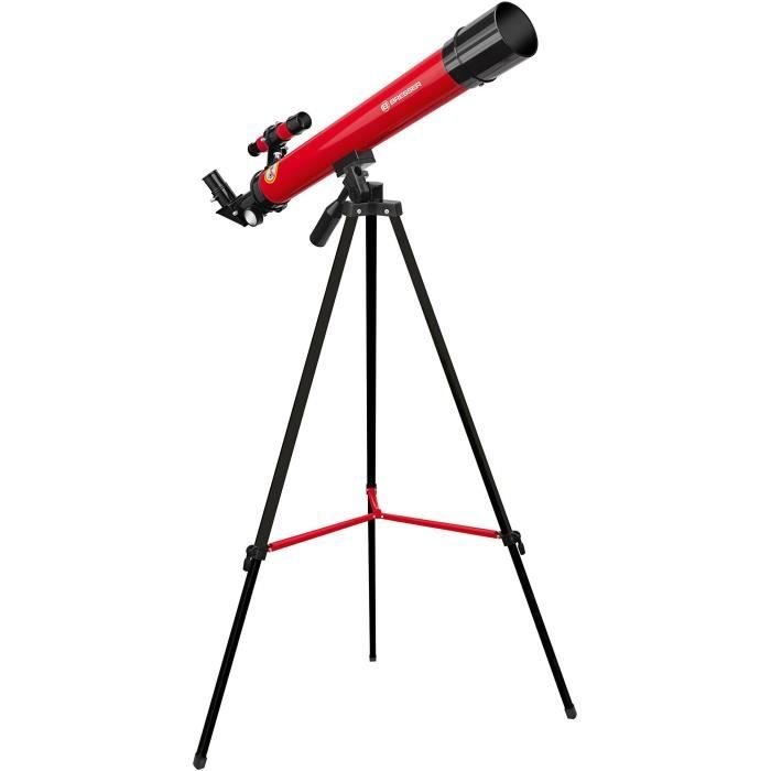 Lunette astronomique 45/600 AZ - BRESSER JUNIOR - Grossissement jusqu'a 100x - TrÈpied rÈglable en hauteur - rouge