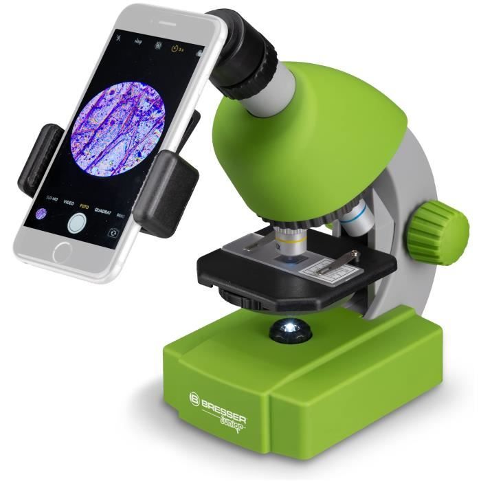 Microscope 40x-640x - BRESSER JUNIOR - …clairage LED - kit d'expÈrimentation - vert