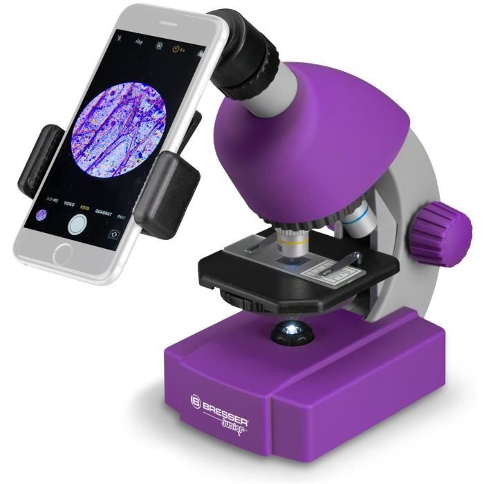 Microscope 40x-640x - BRESSER JUNIOR - …clairage LED - kit d'expÈrimentation - violet