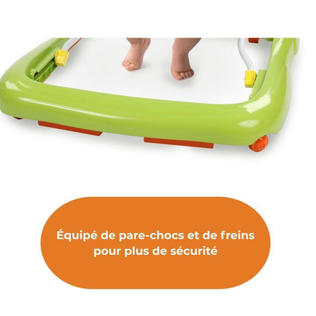 BRIGHT STARTS Trotteur bébé pliable- Safari- Jouets interactifs, Hauteur Réglable, cadeau bébé  6M+