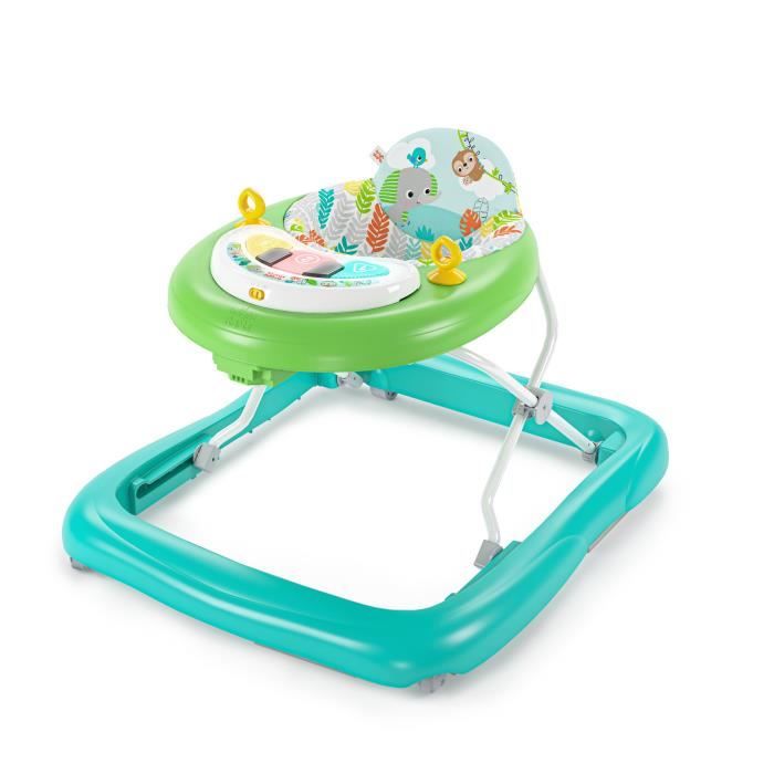 BRIGHT STARTS Trotteur bébé pliable  2 en 1 - Animaux de la Jungle, Musique et Lumieres,Cadeau Noel bébé