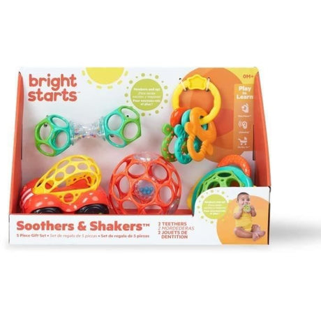 BRIGHT STARTS Coffret cadeau naissance bébé, bapteme,  , 0 a 24 mois, 5 jouets O BAll, hochet, voiture, anneau de dentition