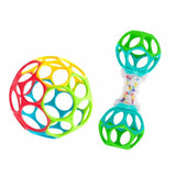 BRIGHT STARS Coffret cadeau de naissance O'Ball avec 2 jouets bébé: un hochet et une O Ball Classique rouge, jaune bleu et vert
