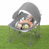 BRIGHT STARS Transat bébé pliable Gris Pop 'N Chill, pare soleil SPF +50 et sac de transport inclus