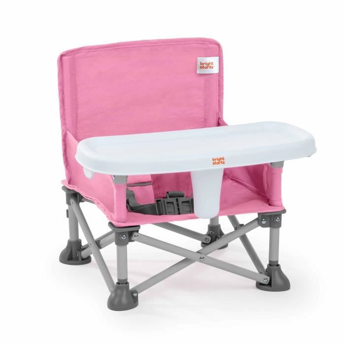 BRIGHT STARS Rehausseur de chaise, Rose,  pliable, nomade, de voyage, Léger et facile a nettoyer, Sac de transport inclus