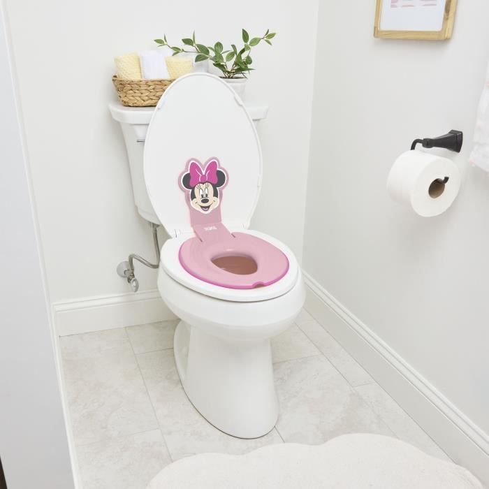 DISNEY BABY- MINNIE- Réducteur de lunette de toilette enfant universel adhésif?, innovant, Installation rapide, semi-permanent