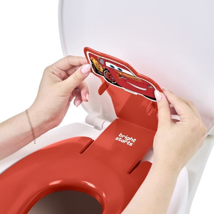 DISNEY BABY- CARS- Réducteur de lunette de toilette enfant universel adhésif?, innovant, Installation rapide, semi-permanent