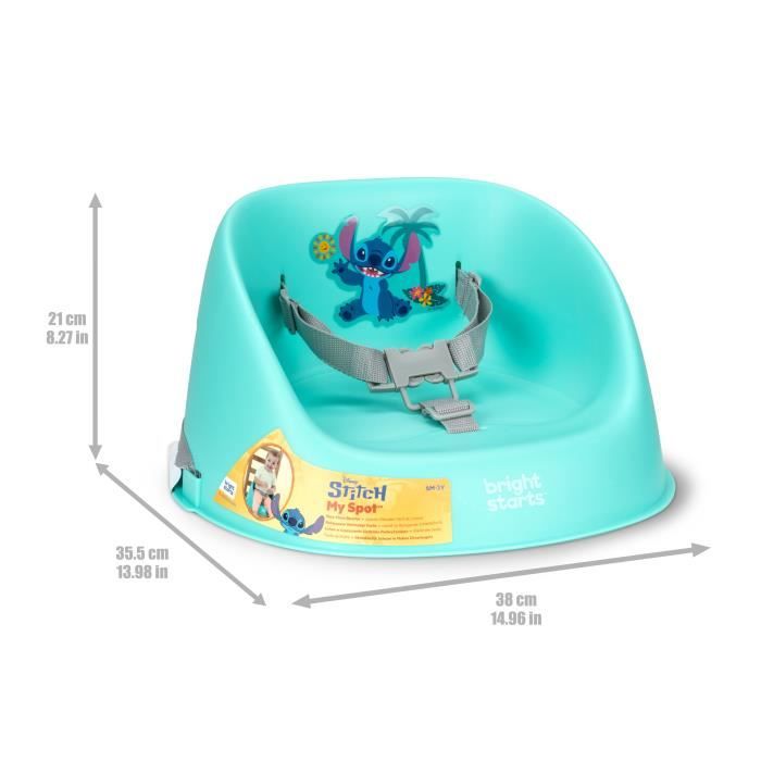 DISNEY BABY - STITCH - Rehausseur de chaise bébé évolutif de 6 mois a 3 ans, Universel, Harnais 3 points, Facile a nettoyer