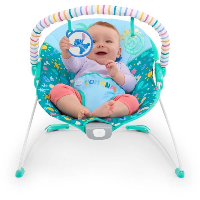 DISNEY BABY - STITCH - Transat bébé, Arche avec jouets d'éveil amovible, Vibrations apaisantes, évolutif de 0 a 6 mois