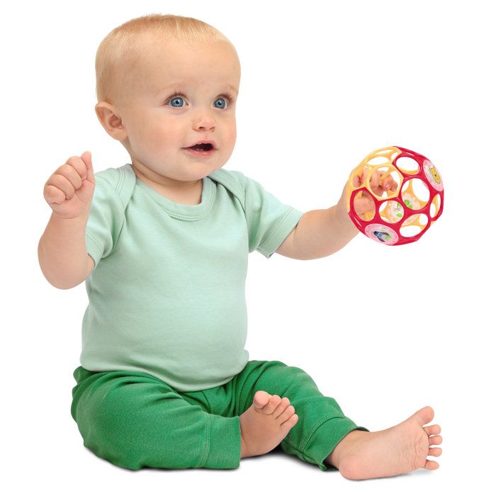 DISNEY BABY- WINNIE- Balle de motricité fine O Ball rouge et jaune 0M+