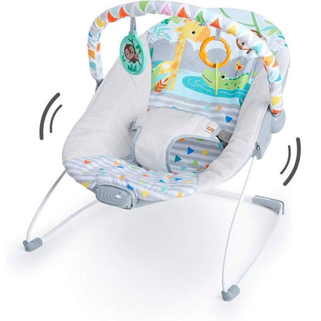 BRIGHT STARS Transat pour bébé - Safari - Arche avec jouets d'éveil amovible dont un miroir bébé, Harnais 3 points