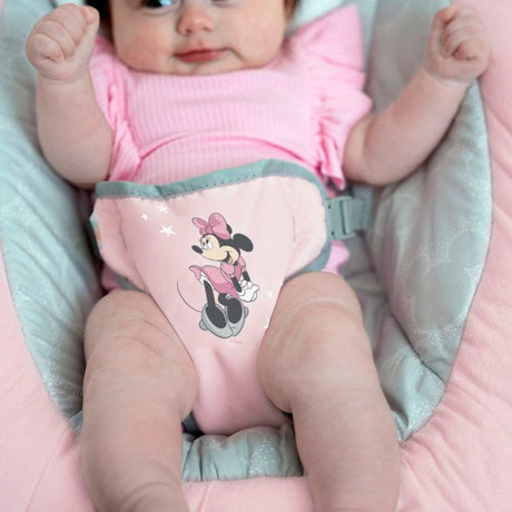 DISNEY BABY -MINNIE-Transat bébé arche avec jouets d'éveil Disney amovible, 8 Mélodies, Vibrations calmantes, Cale tete évolutif