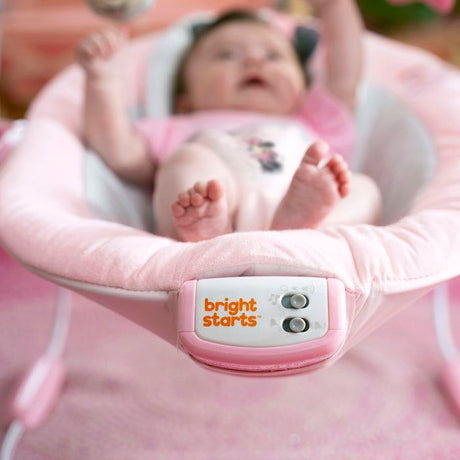 DISNEY BABY -MINNIE-Transat bébé arche avec jouets d'éveil Disney amovible, 8 Mélodies, Vibrations calmantes, Cale tete évolutif
