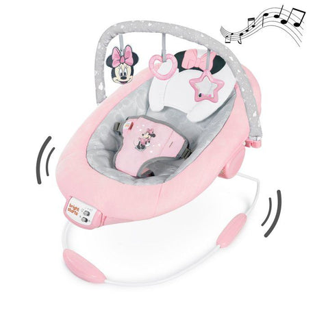 DISNEY BABY -MINNIE-Transat bébé arche avec jouets d'éveil Disney amovible, 8 Mélodies, Vibrations calmantes, Cale tete évolutif