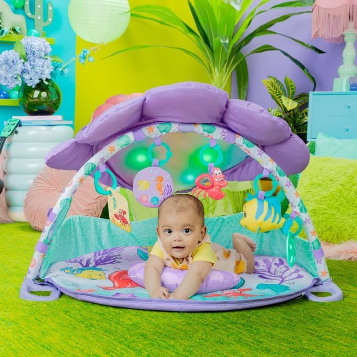DISNEY BABY -PETITE SIRENE- Tapis d'éveil bébé évolutif Arche, jouets sensoriels et musicaux, guirlande lumineuse, Cadeau Noel bébé