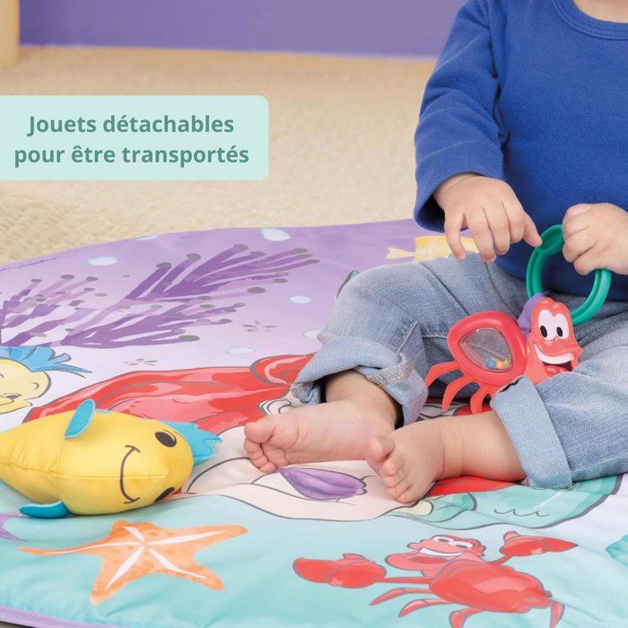 DISNEY BABY -PETITE SIRENE- Tapis d'éveil bébé évolutif Arche, jouets sensoriels et musicaux, guirlande lumineuse, cadeau bébé