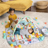 BRIGHT STARTS Tapis d'éveil bébé,  parc a balles, Tropical, 5 modes de jeu - 40 balles - 7 jouets détachables, Cadeau Noël bébé