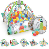 BRIGHT STARTS Tapis d'éveil bébé,  parc a balles, Tropical, 5 modes de jeu - 40 balles - 7 jouets détachables, Cadeau Noël bébé