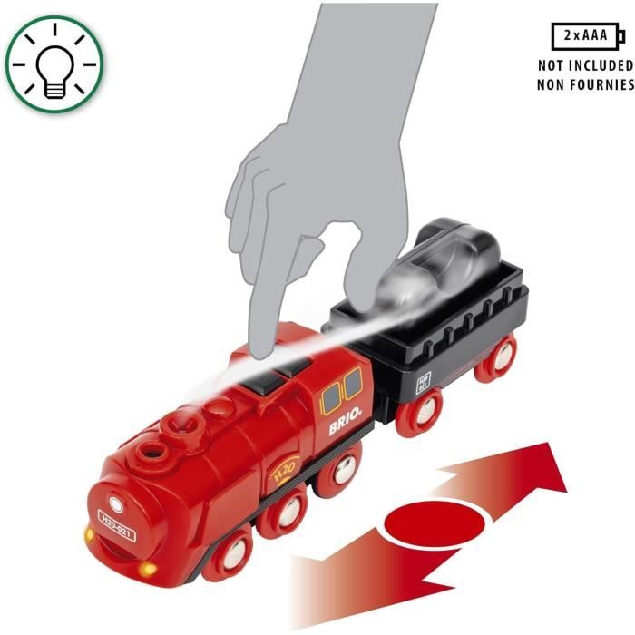 Circuit Locomotive a piles a vapeur - BRIO World - 36017 - Circuit en bois - Rouge